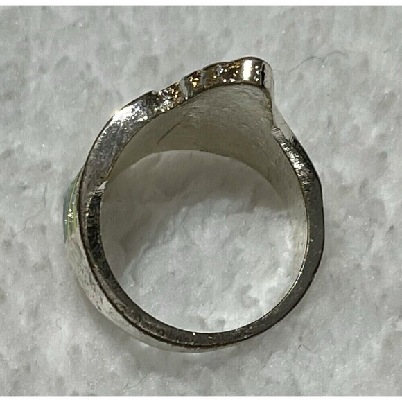 Womens BIG Vintage Ring Enamel Mermaid Tail STERLING SILVER Plated Band Blue 6 - Picture 6 of 9
